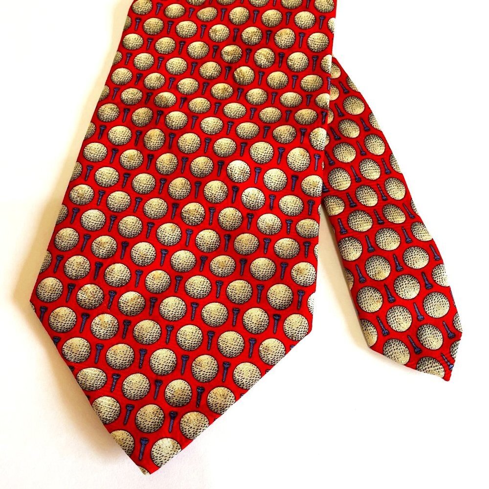 Robert Talbot GOLF Necktie Silk Mens Red White Blue USA Sporty‎ 4" x 59"